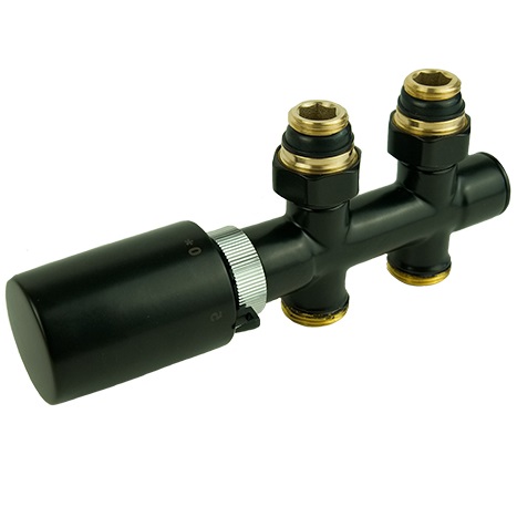Purmo Armatur für Badheizkörper 50mm Durchgang schwarz RAL 9005 matt AZ1XTPS9037004S