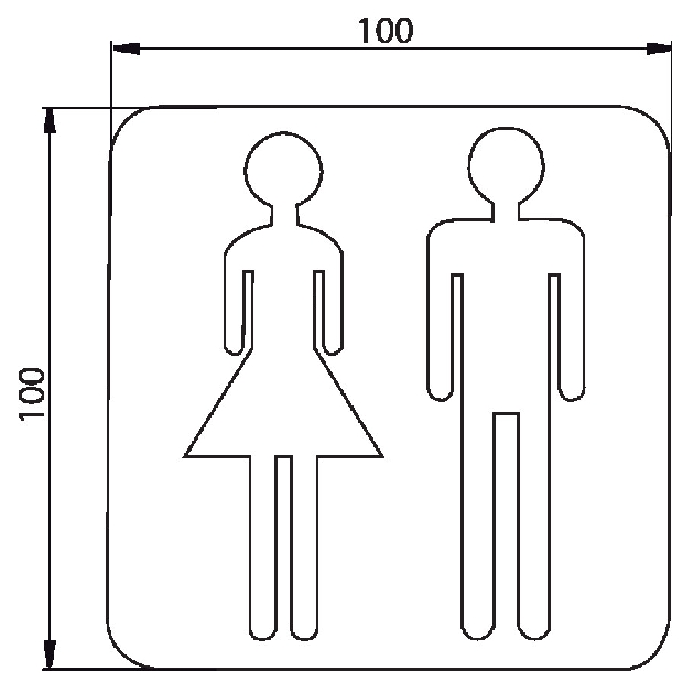 Emco Türschild System2 Damen / Herren, zum Aufkleben chrom 357600000
