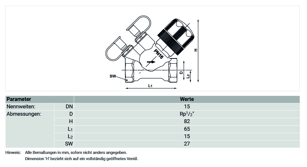 Resideo Strangregulier- und Absperrventil Kombi-2-Plus, DN15, Low Flow, IG R1/2 V5032Y0015BLF
