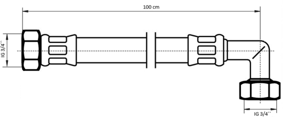 Neoperl NEOFLEX Panzerschlauch DN13 IG x IG gebogen, 3/4" x 3/4" 100cm 66882100