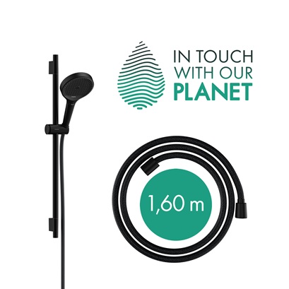 Hansgrohe Brauseset Rainfinity 130 3jet EcoSmart Unica S Puro 650mm Push Schieber schwarzmatt 28746670