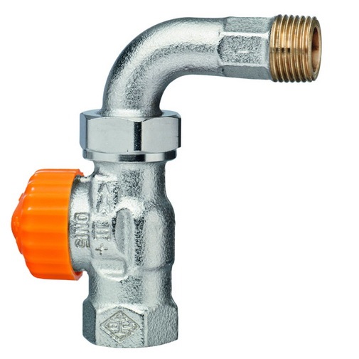 Heimeier Thermostatventil Eclipse, Durchgang mit Bogenverschraubung, DN15 1/2", automatische Durchflussregelung 3944-02.000
