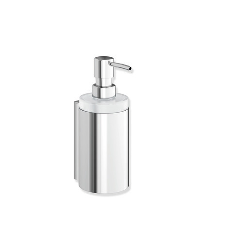 HEWI Seifenspender mit Halter System 900, Halter Metall, verchromt, Seifenspender Kristallglas, Pumpenkopf verchromt, H: 180mm 900.06.00040