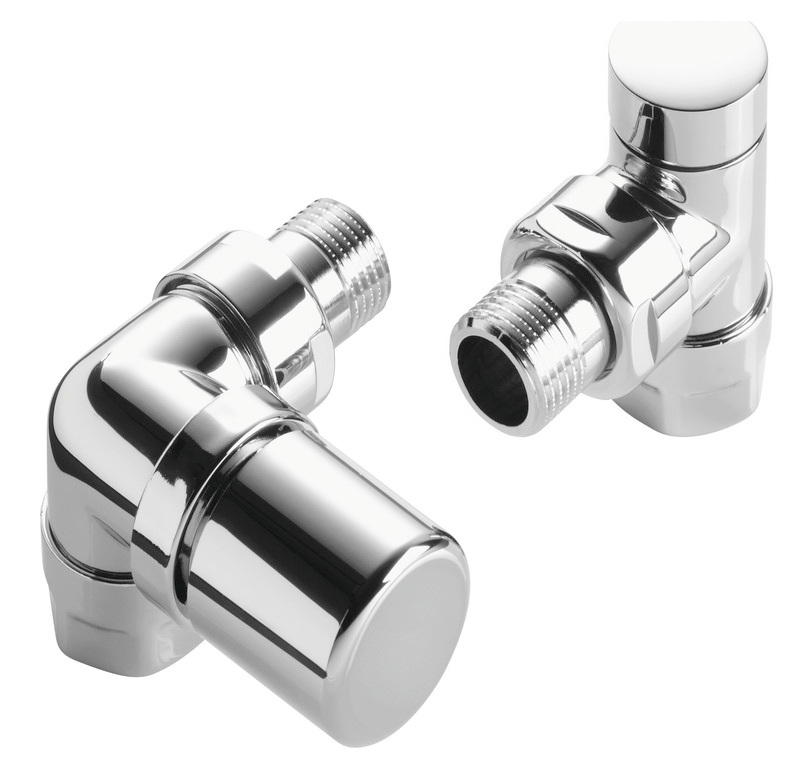 Zehnder Ventilkörper Set I Winkeleckform links, chrom mit M30x1,5 Gewindeanschluss für Thermostatkopf 838998