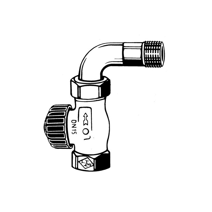 Heimeier Thermostatventil mit Bogenverschraubung 1/2" Einrohr, DN15 2244-02.000