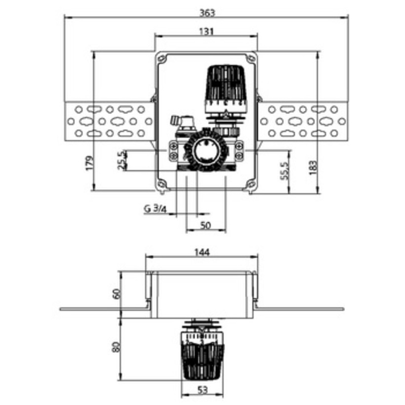 Heimeier UP-Kasten Multibox K-RTL chrom mit Thermostatventil und RTL 9301-00.801