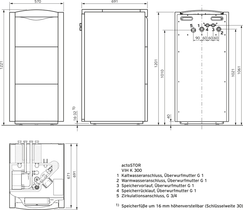 Vaillant actoSTOR VIH K 300 Schichtenladespeicher Inhalt 150 Liter 305945