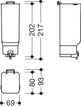 HEWI Leerflasche Serie 805, für Seifenspender 805.06.100, 950.06.100, inkl. Lotionpumpe 805.06.E03