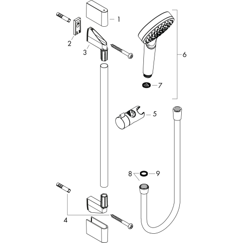 Hansgrohe Brauseset Crometta 1 jet EcoSmart 6 l/min/Unica mit Brausestange 650mm weiss/chrom 26554400