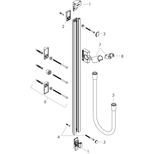 Hansgrohe Brausestange Unica Raindance 900mm mit Isiflex Brauseschlauch 1600mm, Chrom 27636000