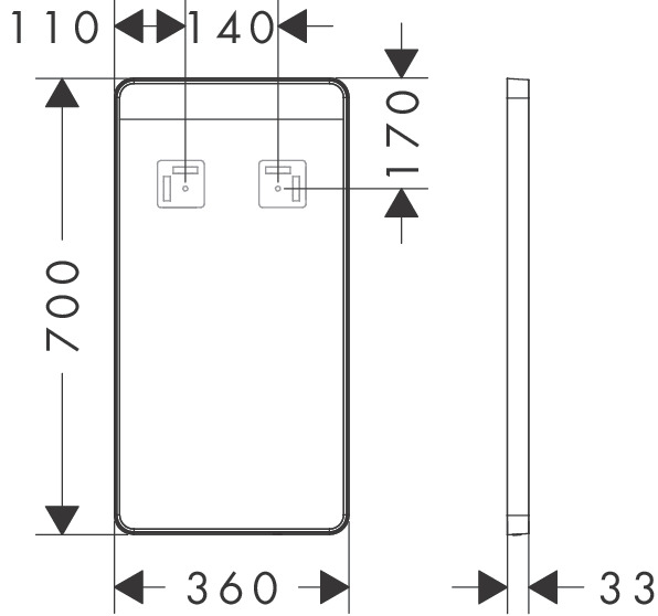 Hansgrohe Spiegel Xarita Lite Q 360/30 mit horizontaler LED Beleuchtung IR Sensor weiß matt 54968700