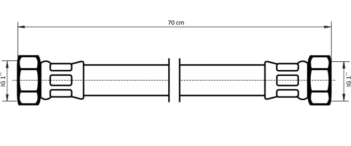 Neoperl NEOFLEX Panzerschlauch DN25 IG x IG, 1" x 1" 70cm 66960070
