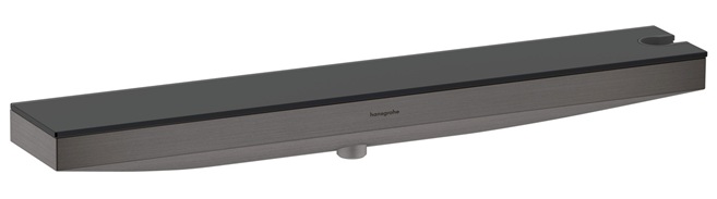 Hansgrohe Wandanschluss Rainfinity Porter 500 mit Brausehalter rechts und Duschablage, Brushed Black Chrome 26858340