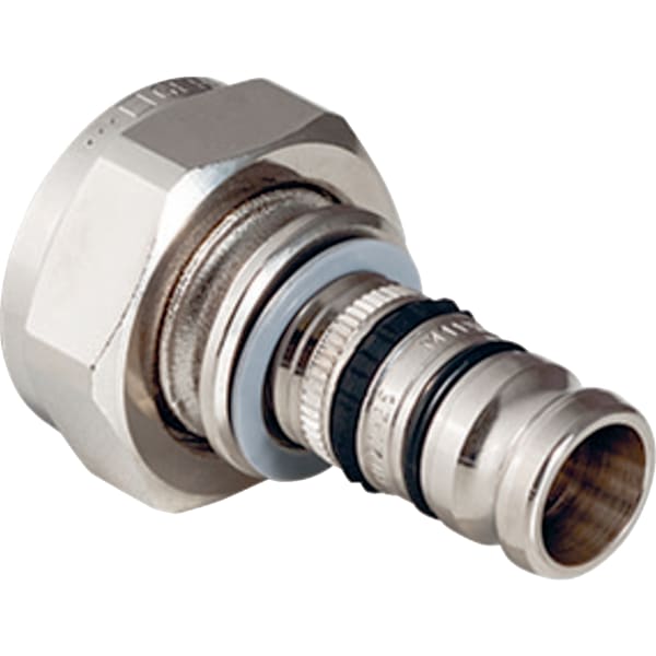 Geberit Mepla Anschluss zu Eurokonus, mit ÜM Messing d20 EuG3/4 gerade vernickelt 612.623.22.5