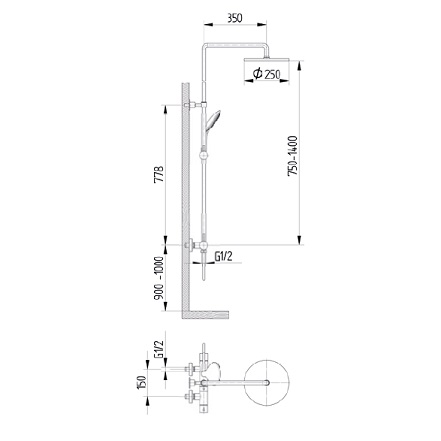 Avenarius Brause-Set mit Thermostat-Mischbatterie 2806610010