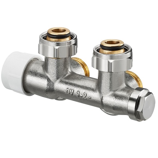 Oventrop Anschlussarmatur "Multiblock T" 3/4"ÜM x 3/4"AG, 1-und 2-Rohr, Eck 1184024