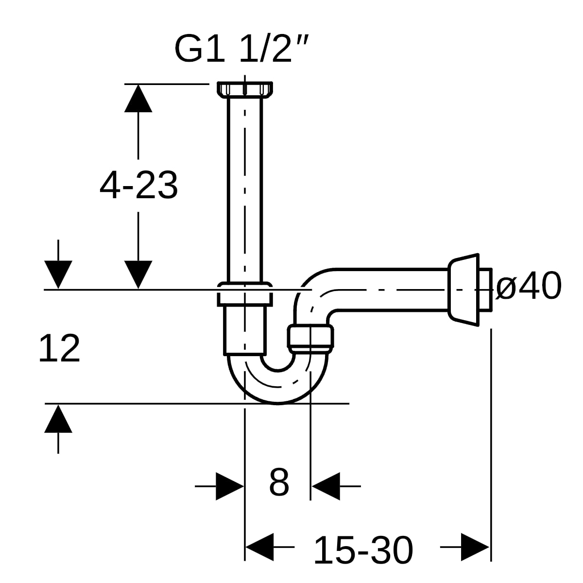 Geberit Rohrbogengeruchsverschluss für Spülbecken Abgang horizontal G1 1/2x40 152.742.11.1