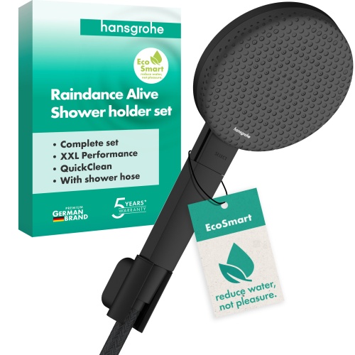 Hansgrohe Porterset Raindance Alive Select S 125 3 jet EcoSmart mit Schlauch 1600mm schwarzmatt 24611670