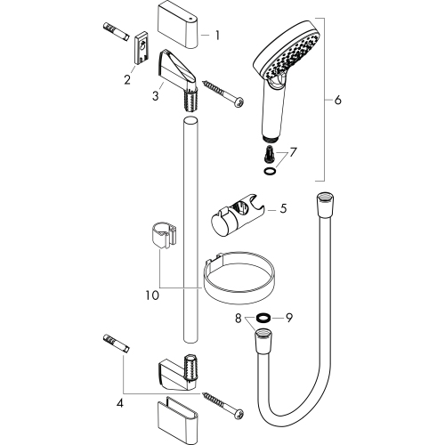 Hansgrohe Brauseset Crometta Vario/Unica mit Brausestange 650mm weiss/chrom mit Cassetta 26553400