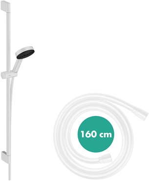 Hansgrohe Brauseset Pulsify Select S 105 3 jet Relax EcoSmart mit Brausestange 900mm weiß matt 24171700