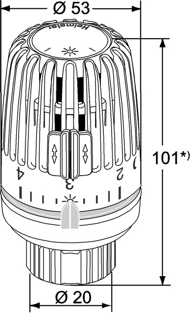 Heimeier Thermostatkopf VK mit Diebstahlsicherung mit Klemmverbindung für Ventilheizkörper 9710-40.500
