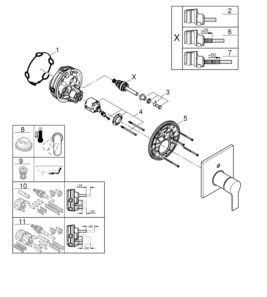 Grohe Einhand-Wannenbatterie chrom Fertigmontage-Set für Rapido SmartBox 19315001