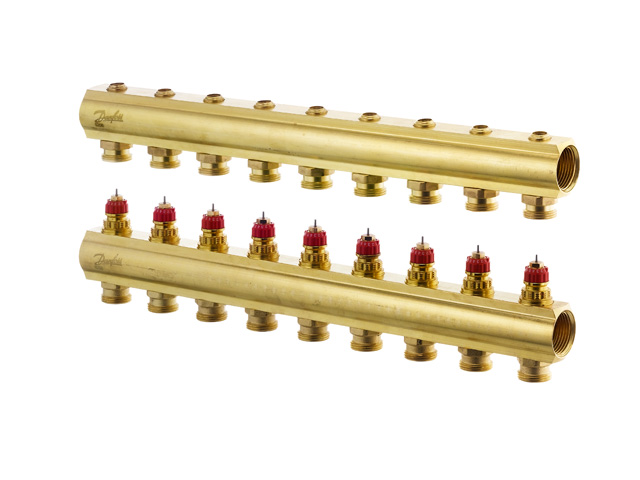 Danfoss Fussbodenheizungs-Verteiler FHF-9, 9 Kreise, ohne Durchflussanzeige 088U0509