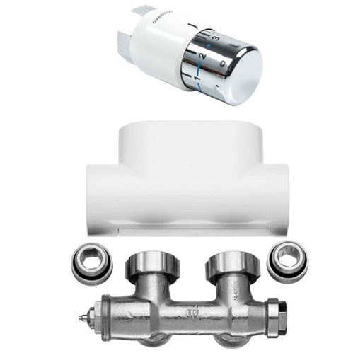 Basis-Arbonia Kermi Ventilhahnblock-Kombiset Eckform in RAL 9016 MT (weiß soft) ZV03090006