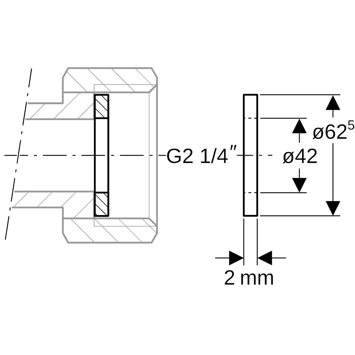 Geberit Mapress Flachdichtung Faserverbundwerkstoff d62.5xdi42.0x2 600.089.00.1