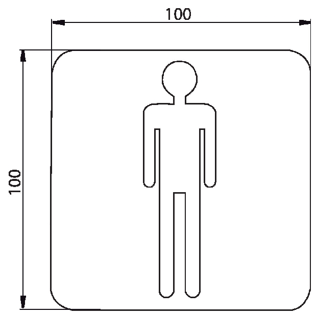 Emco Türschild System2 Herren, zum Aufkleben chrom 357600001