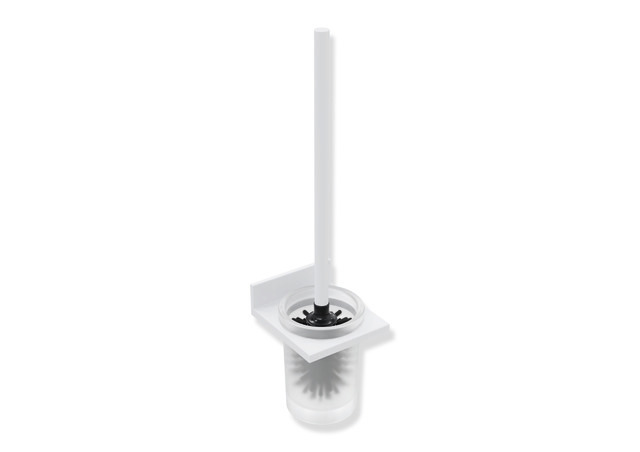 HEWI WC-Bürstengarnitur, Metall, Einsatz Glas, satiniert, weiß tiefmatt 900Q20.00060 DX