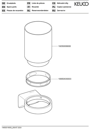 Keuco Glashalter Aveno, mit Echtkristall-Glas, schwarz matt 14650379000