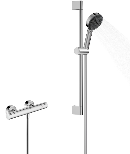 Hansgrohe Brausesystem Pulsify Select S 105 3 jet Eco Relaxation Ecostat Element Brausestange 650mm chrom 24272000
