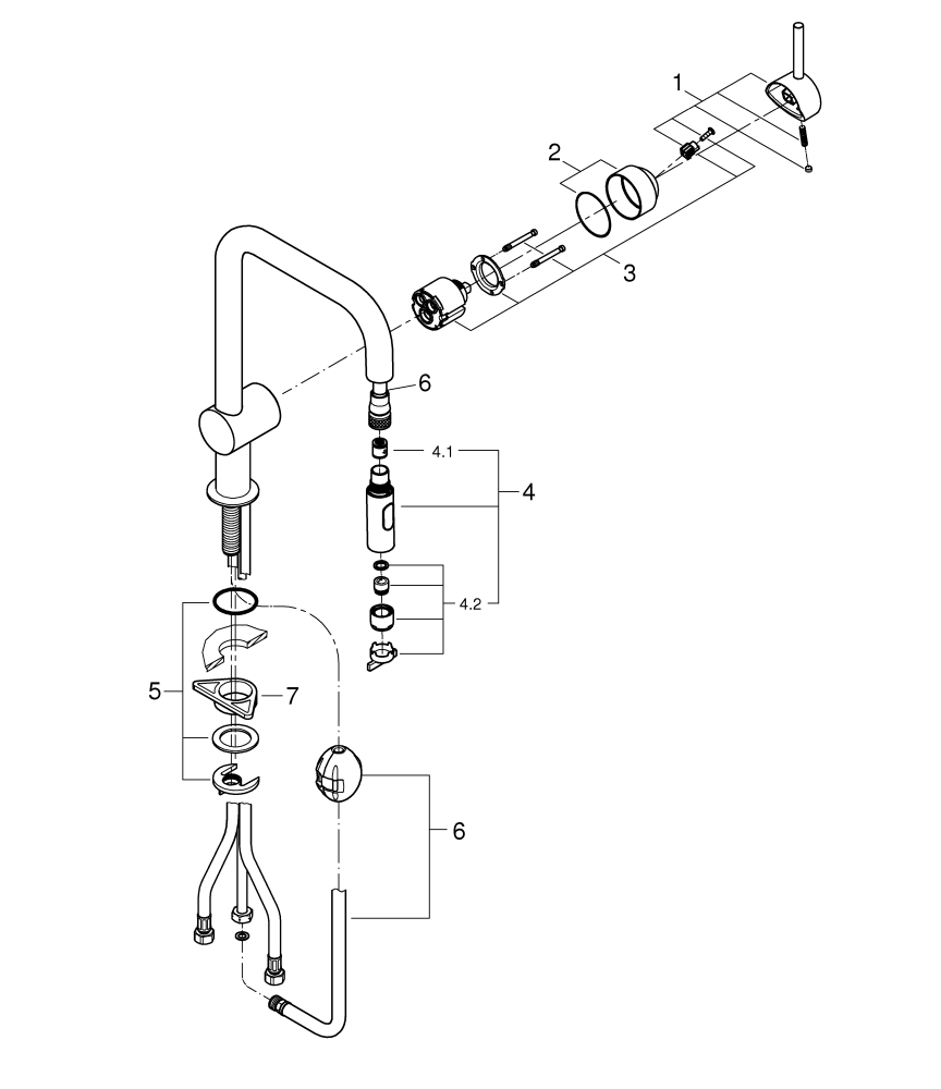 Grohe Minta Einhand-Spültischbatterie supersteel U-Auslauf Spülbrause 32322DC2