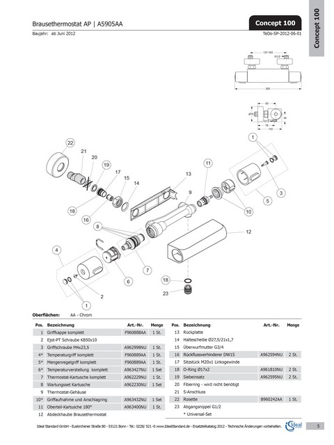 Ideal Standard Griffkappe, mit O-Ring, chrom F960888AA
