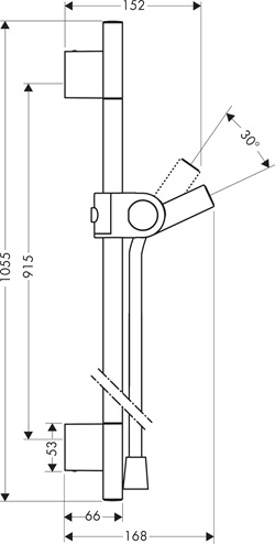 Hansgrohe AXOR Uno Brausestange 900mm mit Brauseschlauch 1,60 m, Brushed Nickel 27989820