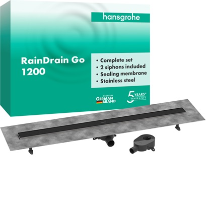 Hansgrohe Komplettset DR RainDrain Go1200 rückseitig befliesbar für Standard-/flache Installation, schwarzmatt 56276670