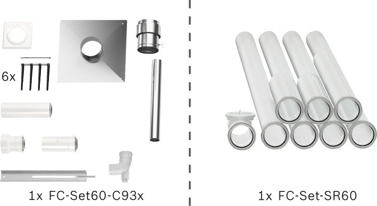 Bosch Abgas-Paket Schacht starr, 60/100, 10m, raumluftunabhängig Abgas-Standardpaket BOPA FC41 S 7739619190