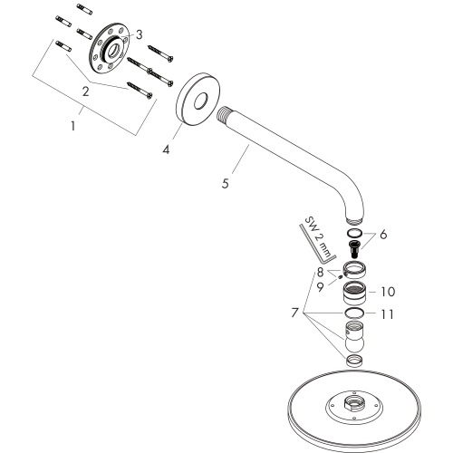 Hansgrohe Tellerkopfbrause Raindance Air 240mm mit Brausearm chrom 27474000