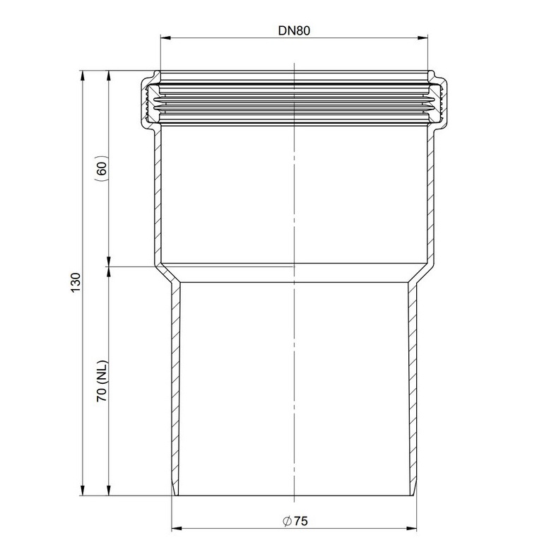 Atec PolyTop Erweiterung D75-DN80 zentrisch 1140