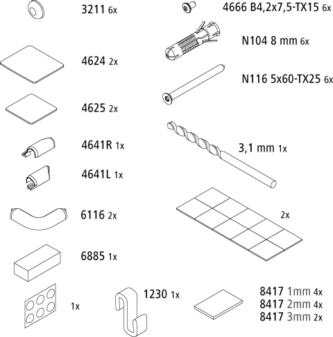 Kermi Set Montagekleinteile für LI F2U 2539336