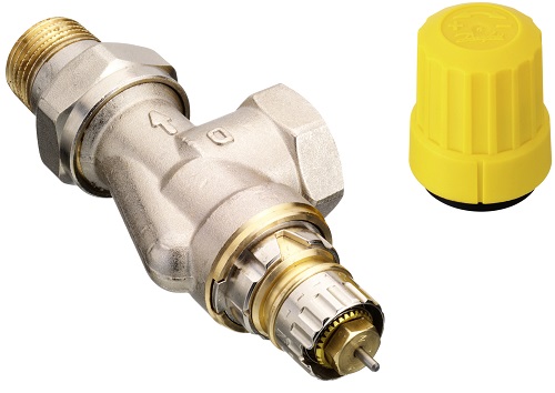 Danfoss Ventilgehäuse RA-UN 15 R 1/2, UK Axial, matt vernickelt 013G3043