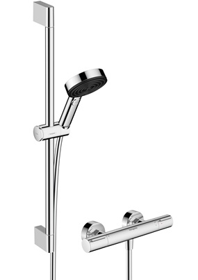 Hansgrohe Brausesystem Pulsify Select S 105 3 jet Eco Relaxation Ecostat Element Brausestange 650mm chrom 24272000