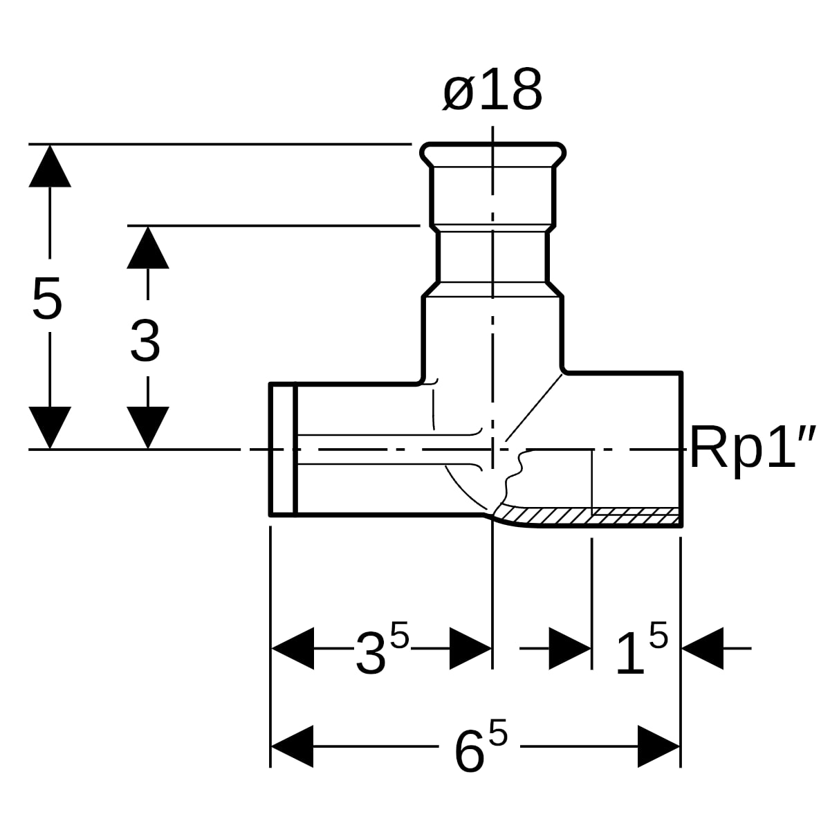 Geberit Mapress Edelstahl Anschlusswinkel 90 Grad abgesetzt (LABS-frei) d18-Rp1/2 83425