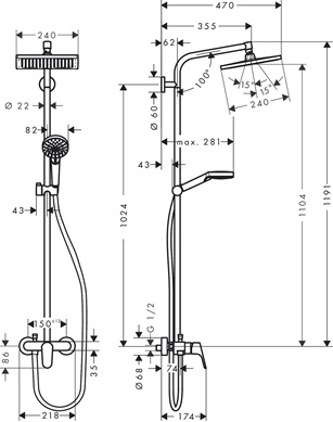 Hansgrohe Showerpipe Crometta E 240 Einhebelmischer chrom 27284000