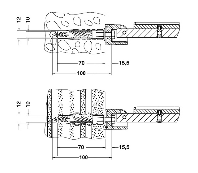 Keuco Befestigungs Set 3 Plan Care 2x Holzschrauben 10x70 2xDübel UX 12 34992000100