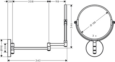 Hansgrohe Rasierspiegel Logis Universal chrom ohne Licht 73561000