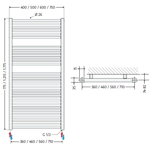 HSK Designheizkörper Line H: 177,5 B: 75cm weiß 807178-04
