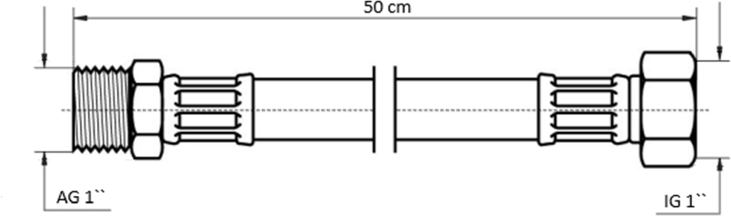 Neoperl NEOFLEX Panzerschlauch DN25 IG x AG, 1" x 1" 50cm 66940050