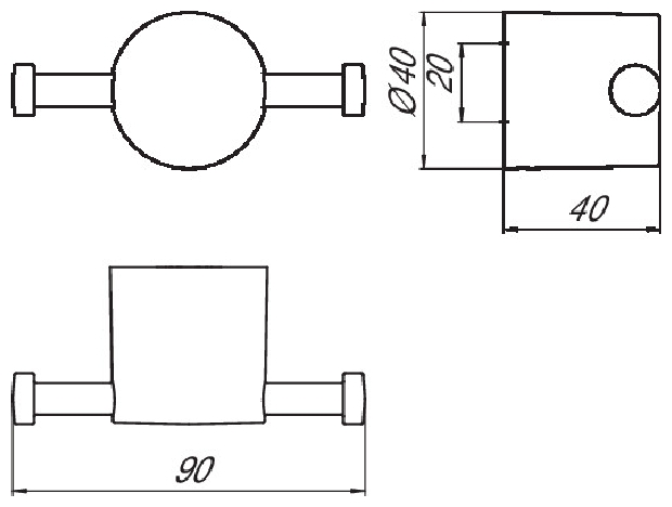 Emco Doppelhaken Rondo2 90xD: 40x40mm chrom 457500102